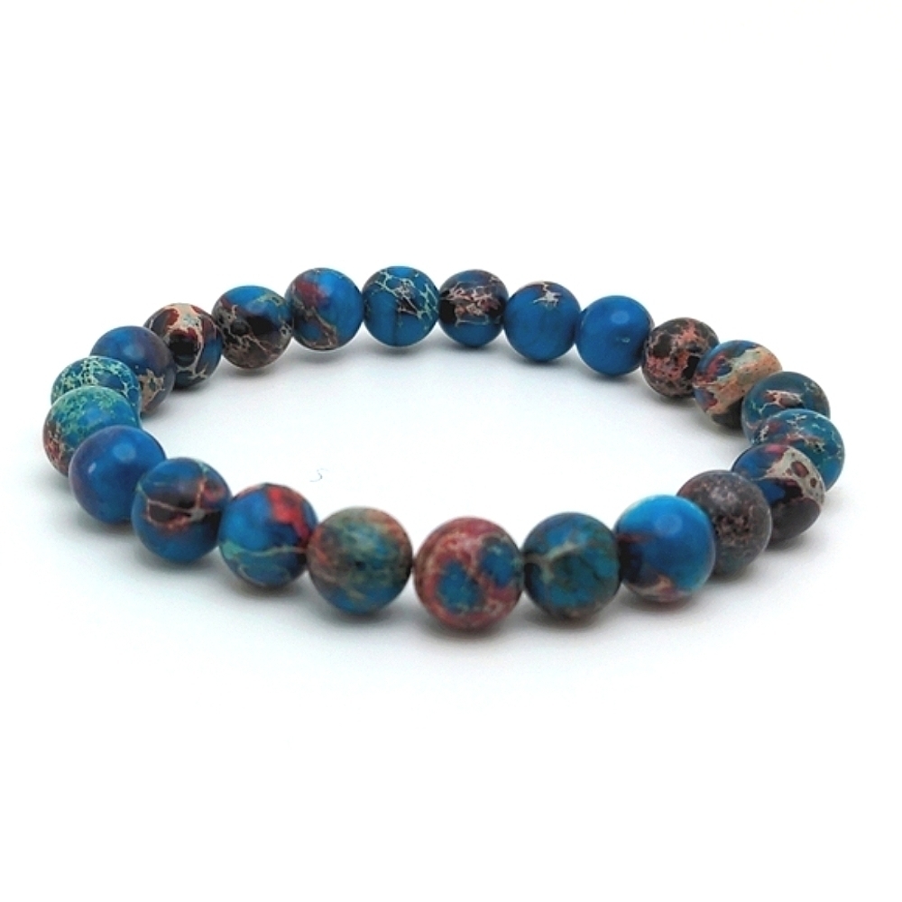 381MIDALANE Handmade Blue Imperial Jasper Bead Bracelet